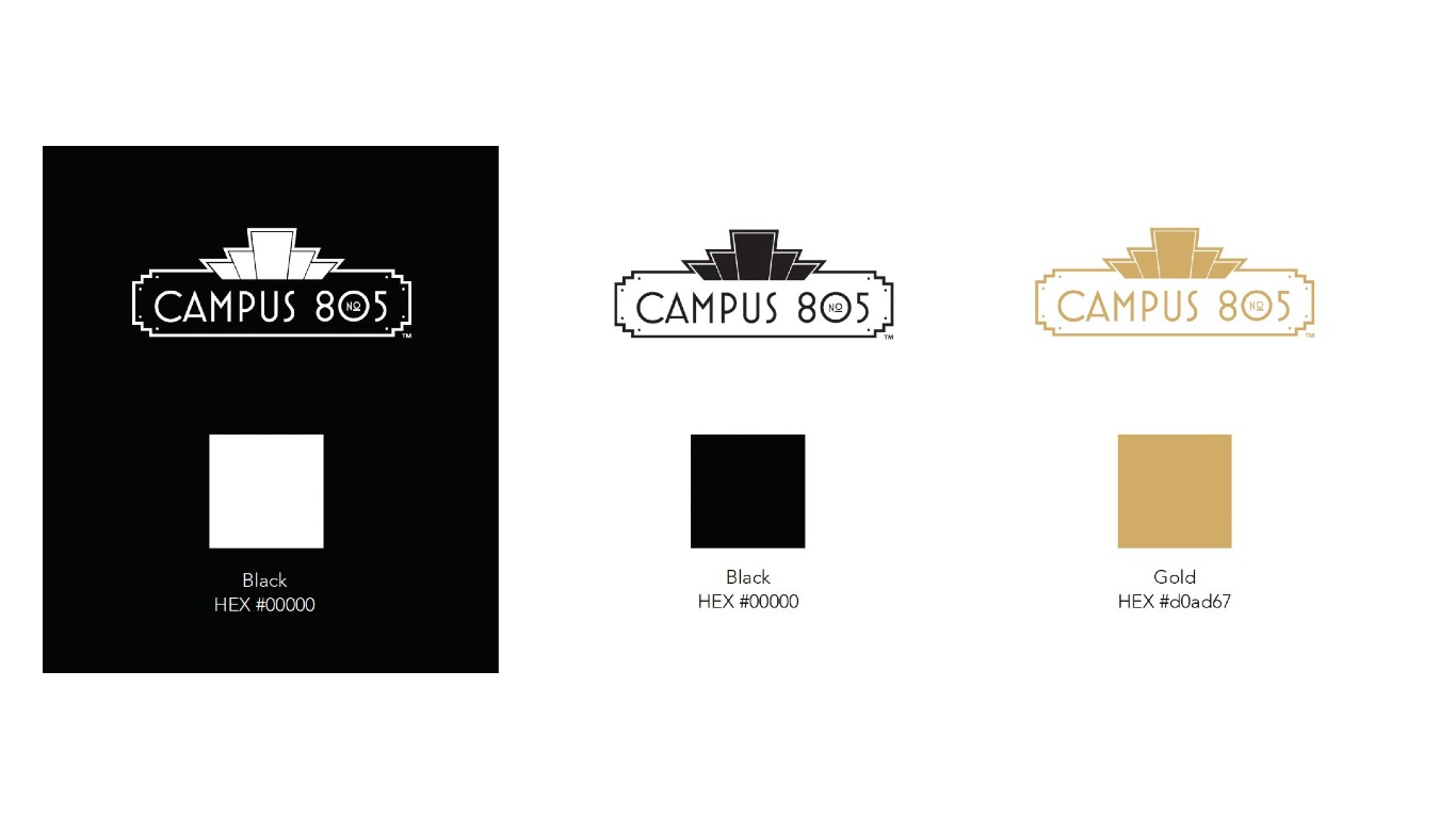 Campus No. 805 logo variations and color palette