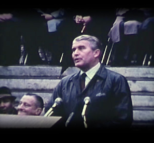 Film still: Wernher von Braun addresses Congress