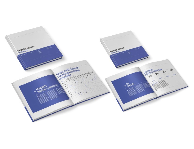 Booklet interior: Highlights, Heritage & Capabilities and population timeline spreads