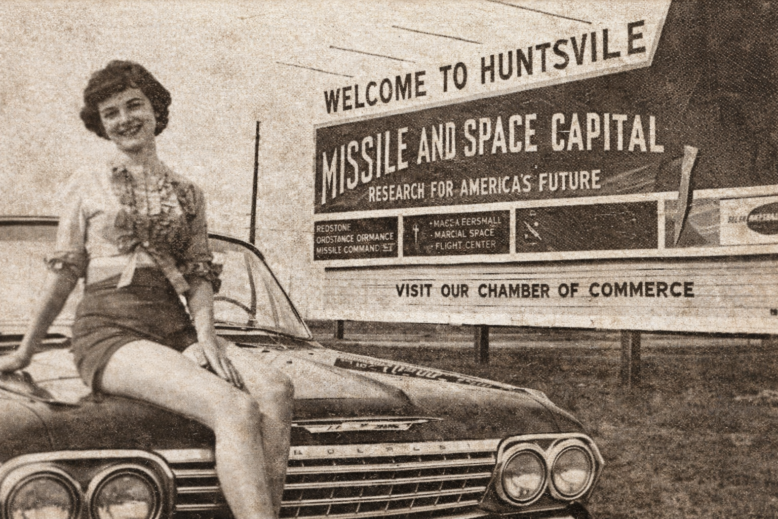 Welcome to Huntsville &mdash; Missile and Space Capital of America, vintage billboard