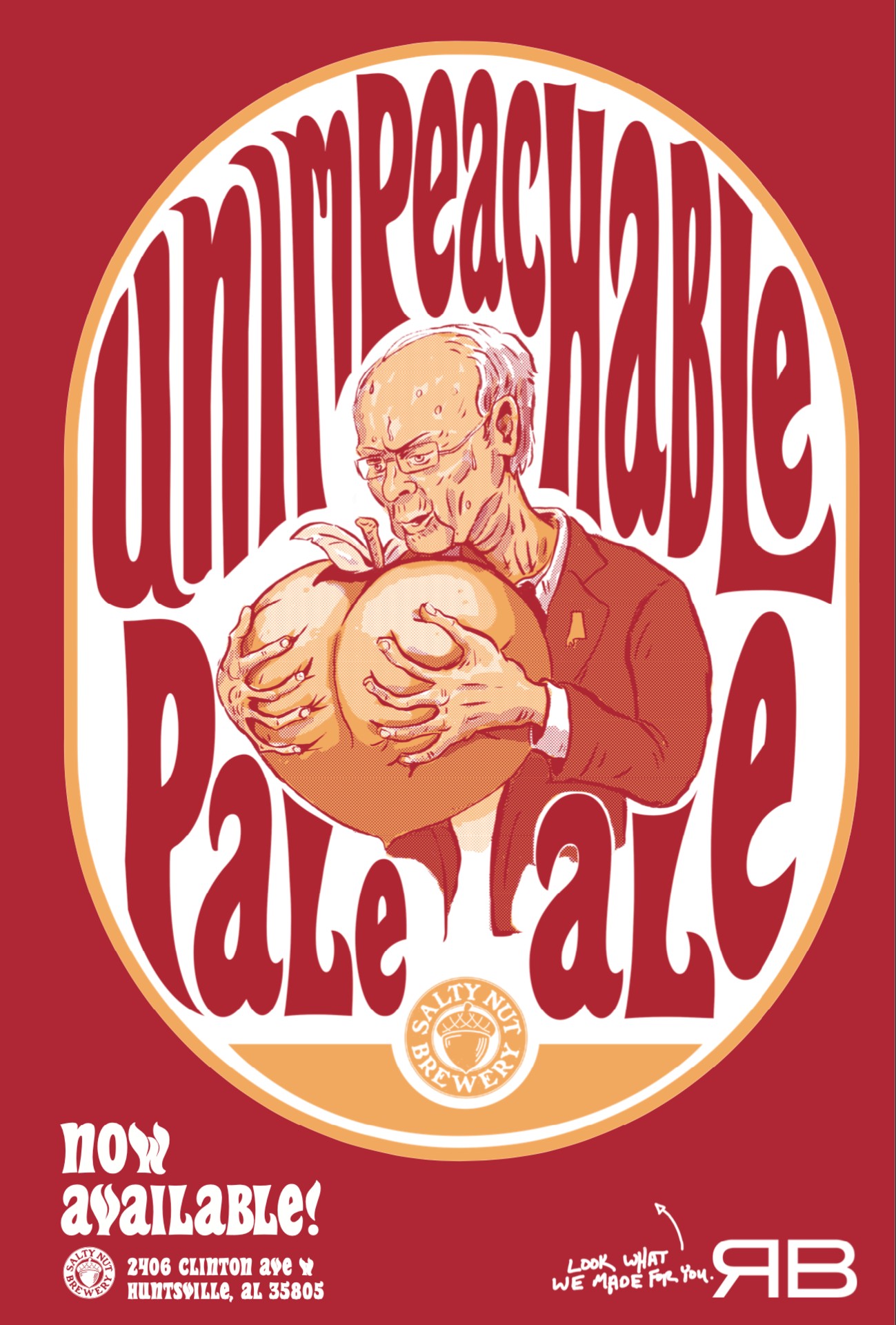 Unimpeachable Pale Ale launch poster &mdash; Now Available, Red Brick credit