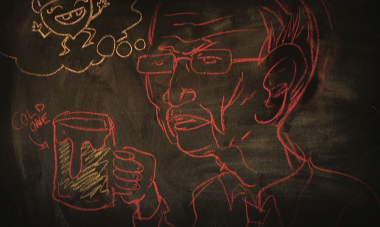 The chalkboard where the Unimpeachable idea started at Red Brick