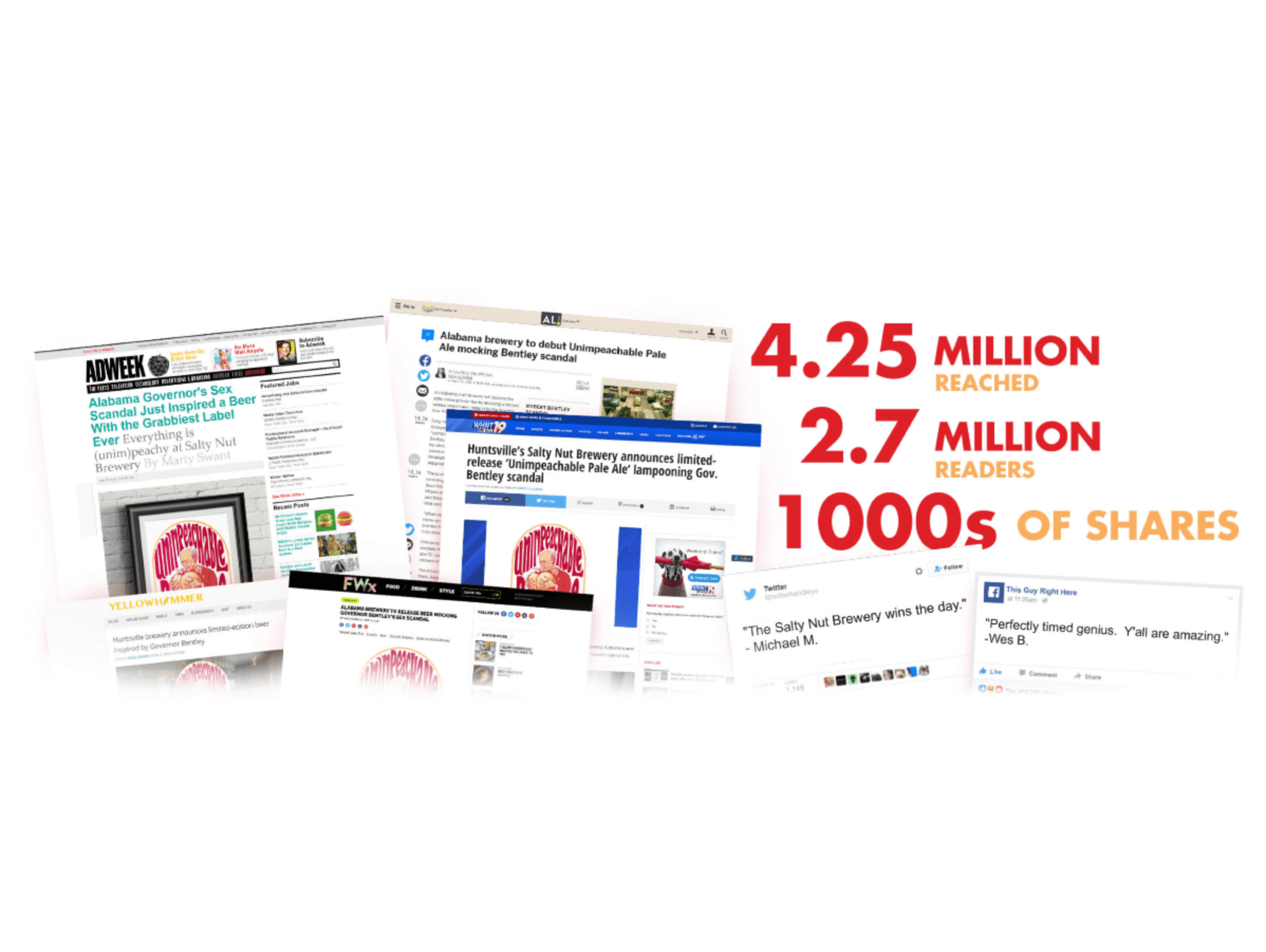 Media coverage across Adweek, AL.com, Food and Wine and 30+ outlets